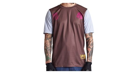 troy lee designs flowline grey brown short sleeve jersey