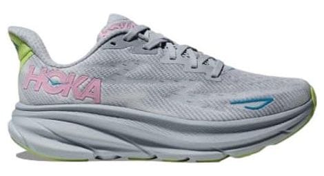 Hoka clifton 9 laufschuhe grau/pink/grün damen