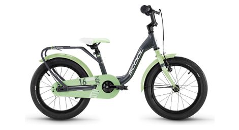 Vélo enfant S'COOL niXe - 1 vitesse - Gris foncé/Vert pastel