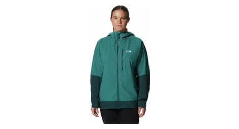Nueva chaqueta impermeable mountain hardwear stretch ozonic verde para mujer l