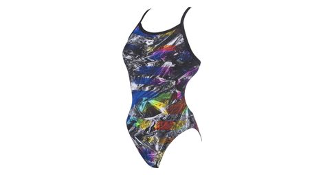 Arena iridiscent challenge back one piece swimsuit black multi-color