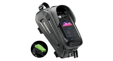 Sacoche de cadre blindé rockbros b68 pour vélo avec poche pour téléphone noir