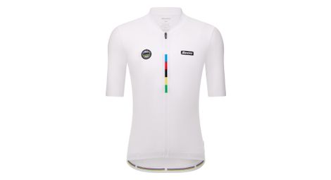 Maillot manga corta santini mondo uci blanco