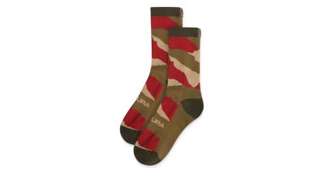 Calcetines endura peak camo verde/rojo