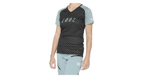 Maillot manches courtes femme 100 airmatic jersey seafoam checkers