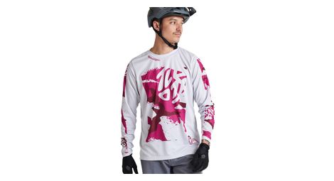 Maillot de manga larga troy lee designs flowline blanco/rosa