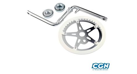 Pedalier bmx monobloc 44dts argent (ensemble avec cuvettes) d1/2