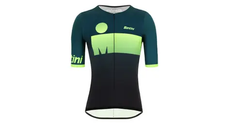 Santini x ironman audax aero korte mouw triathlon jersey zwart / groen