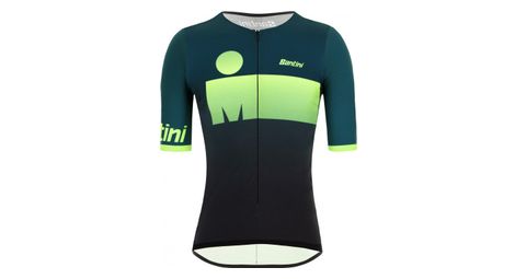 Maillot de triatlón santini x ironman audax aero manga corta negro / verde