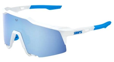 Lunettes 100% speedcraft se movistar team blanc - verres miroir multicouche bleu hiper 