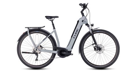 Vélo de ville électrique cube kathmandu hybrid one 750 easy entry shimano deore 10v 750 wh 700 mm gris vert swamp 2023