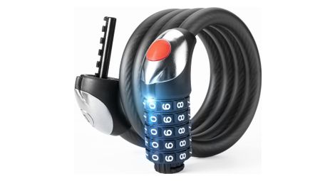 Antivol Vélo à Câble avec Combinaison 5 Chiffres et LED