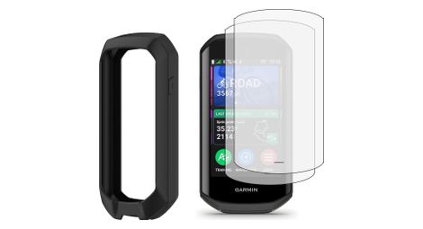 Lot de 2 écrans de protection hydrogel et housse de protection silicone pour garmin edge 1050
