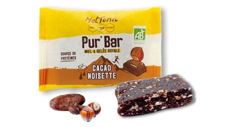 Barre energetique meltonic pur bar cacao noisette miel gelee royale 50g