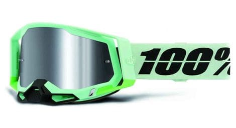 100% racecraft 2 palomar green goggle - mirror silver lens