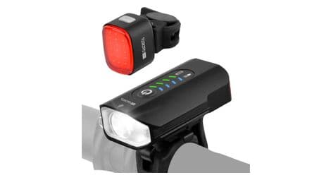 Set lumiere velo avant et arriere rechargeable en alu avec affichage du niveau de batterie