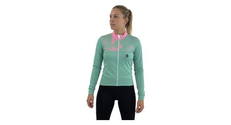 Maillot de cyclisme hiver manches longues ordino vert/rose