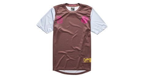 Maillot manches courtes enfant troy lee designs flowline youth gris/marron