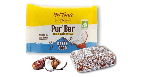 Barre énergétique meltonic pur'bar datte / noix de coco / miel / gelée royale 50g