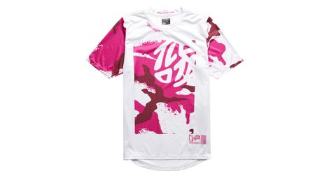 Maillot manches courtes enfant troy lee designs flowline youth blanc/rose