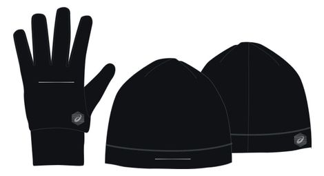 Bonnet gants asics running pack noir unisex