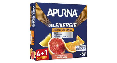 Gel energie apurna longue distance agrumes 5x35g