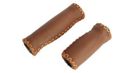 Velo grips cuir 92/127mm l marron (la paire)