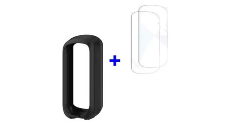 Lot de 2 écrans de protection en verre trempé et Housse de protection silicone pour Garmin Edge Explore 2