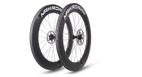 Paire de roues carbone route – MaKadamm stark u80 disc premium à pneus – 1738gr la paire – centerlock – axe 12x100 | 12x142