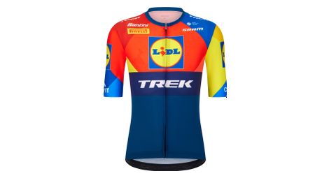 Maillot santini team lidl-trek 2025 hombre manga corta azul