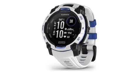 Montre gps garmin instinct 3 solar - 45 mm blanc avec bracelet en silicone blanc bleu électrique édition limitée supernova