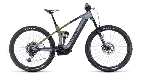 Cube stereo hybrid 140 hpc tm 750 suspensión completa eléctrica mtb sram gx eagle 12s 750 wh 29'' flash gris verde oliva 2024