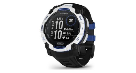 Montre gps garmin instinct 3 solar - 50 mm blanc avec bracelet en silicone noir bleu électrique édition limitée supernova