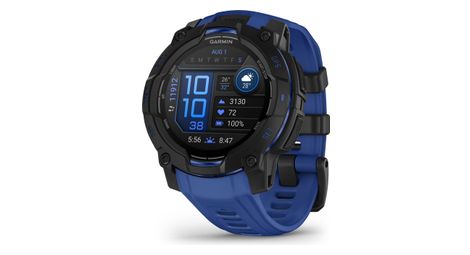 Montre GPS Garmin Instinct 3 AMOLED - 45 mm Noir avec Bracelet en Silicone Bleu Électrique Édition Limitée Supernova