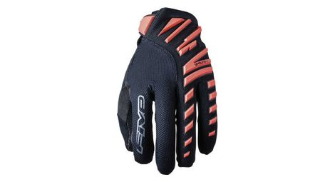 Paire de gants longs five enduro air rouge fluo / noir 