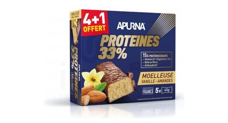 Barre proteines 33 apurna moelleuse vanille amande 5x45g