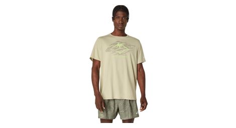 Maillot manches courtes asics fujitrail logo kaki homme