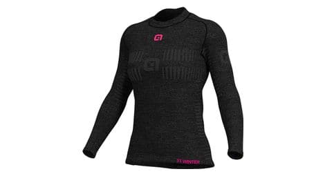 Baselayer manches longues femme ale wool gris rose