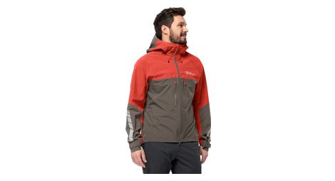 Veste impermeable jack wolfskin morobbia 3l marron rouge