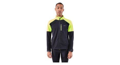 Chaqueta con capucha kiprun run 900 warm regul negro/amarillo fluorescente