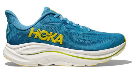 hoka clifton 10 running shoes blue yellow for men