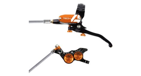 Frein arrière hope tech 4 v4 noir / orange durite tressé aviation