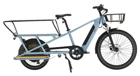 Longtail elektrische bakfiets b'twin elops r500e microshift 8v 26/20'' 672 wh blauw 2022