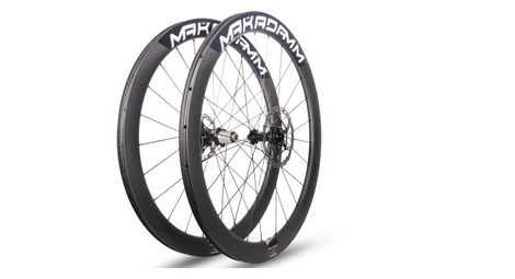 Paire de roues carbone route – MaKadamm middle 50 disc classic à pneus – 1498gr la paire – centerlock – axe 12x100 | 12x142