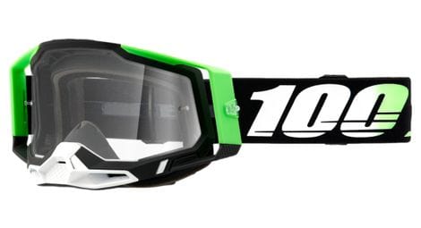 100% racecraft 2 kalkuta green clear lens goggle