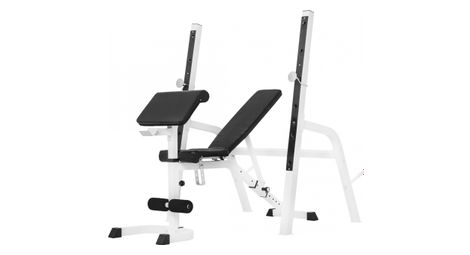 Banc de musculation avec repose-barre séparé noir ou blanc - couleur : blanc