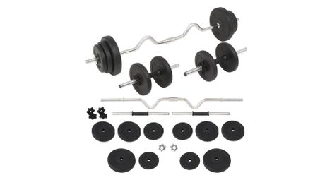 Ensemble d'haltères et barres ondulés d'haltères 30 kg fitness musculation noir