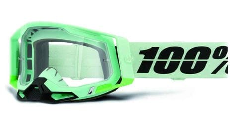 100% racecraft 2 palomar green goggle - clear lens