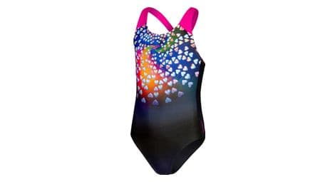 Einteiliger badeanzug für mädchen speedo eco+ dig placem splashback schwarz pink 13/14 jahre
