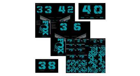 Kit stickers fox racing shox fourche et amortisseur bleu turquoise